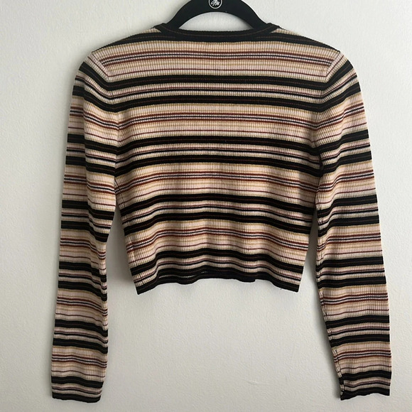 A.L.C. ALC Rene Striped Merino Wool Crop Sweater Y2K Style - Picture 10 of 10
